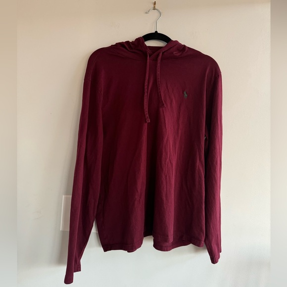Ralph Lauren Jersey Hooded T-Shirt in Burgundy - Picture 5 of 6